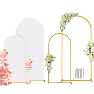 Arch Backdrop Stand and Cover Set, 7.2FT+6FT Wedding Arch Stand, 2 Pack Balloon Arch Stand for Wedding, Baby Shower, Birthday, Graduation Decoration