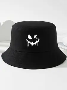 Unisex Smile Face Print Bucket Hat, Casual Breathable Foldable Fisherman Cap for Men & Women, Perfect for Outdoor Sports, Travel & Spring/Summer Sunshade Travel Bucket Cap