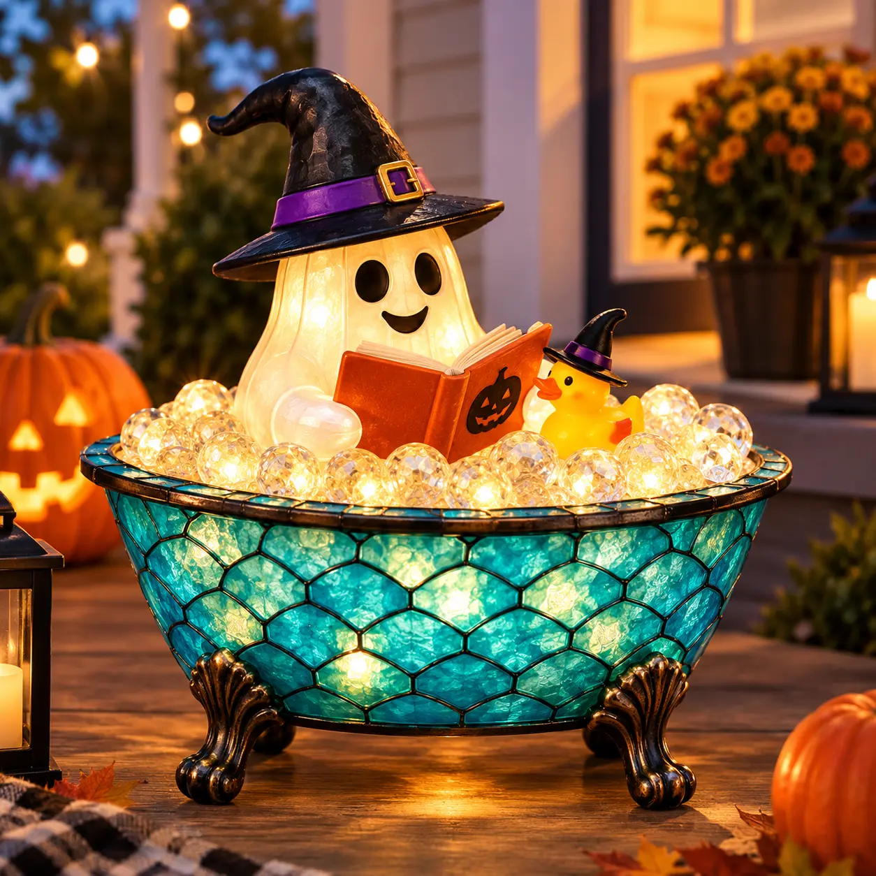 Halloween Ghost Bubble Bath Lamp - Festive Decorative Light for Indoor Desk Use, Perfect for Book Lovers