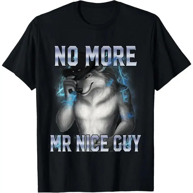 Women's Funny Alpha Wolf Meme Graphic T-Shirt, Soft Cotton Short-Sleeve Round Neck Tee, All Seasons Casual Streetwear
