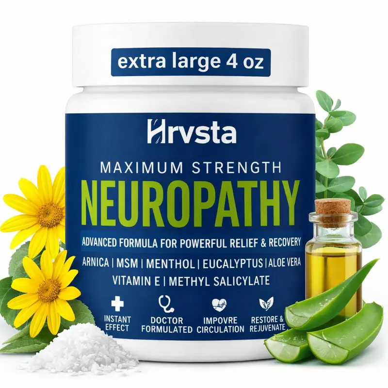 Maximum Strength Neuropathy Relief Cream - 4 oz Therapeutic Nerve Solution for Neuropathy Sufferers' Feet & Hands, Naturally Derived Non-Toxic Frankincense Blend with Arnica, Aloe, Emu, MSM, Hemp, Oakmoss Extract (Beauty & Personal Care Body Moisturizer)