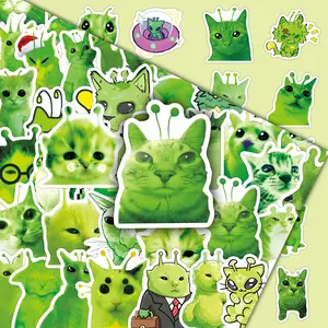 50 Pcs Abstract Alien Cat Cartoon Cute Personality Creative Decorative DIY Stickers for Journaling, Phone Case, Luggage