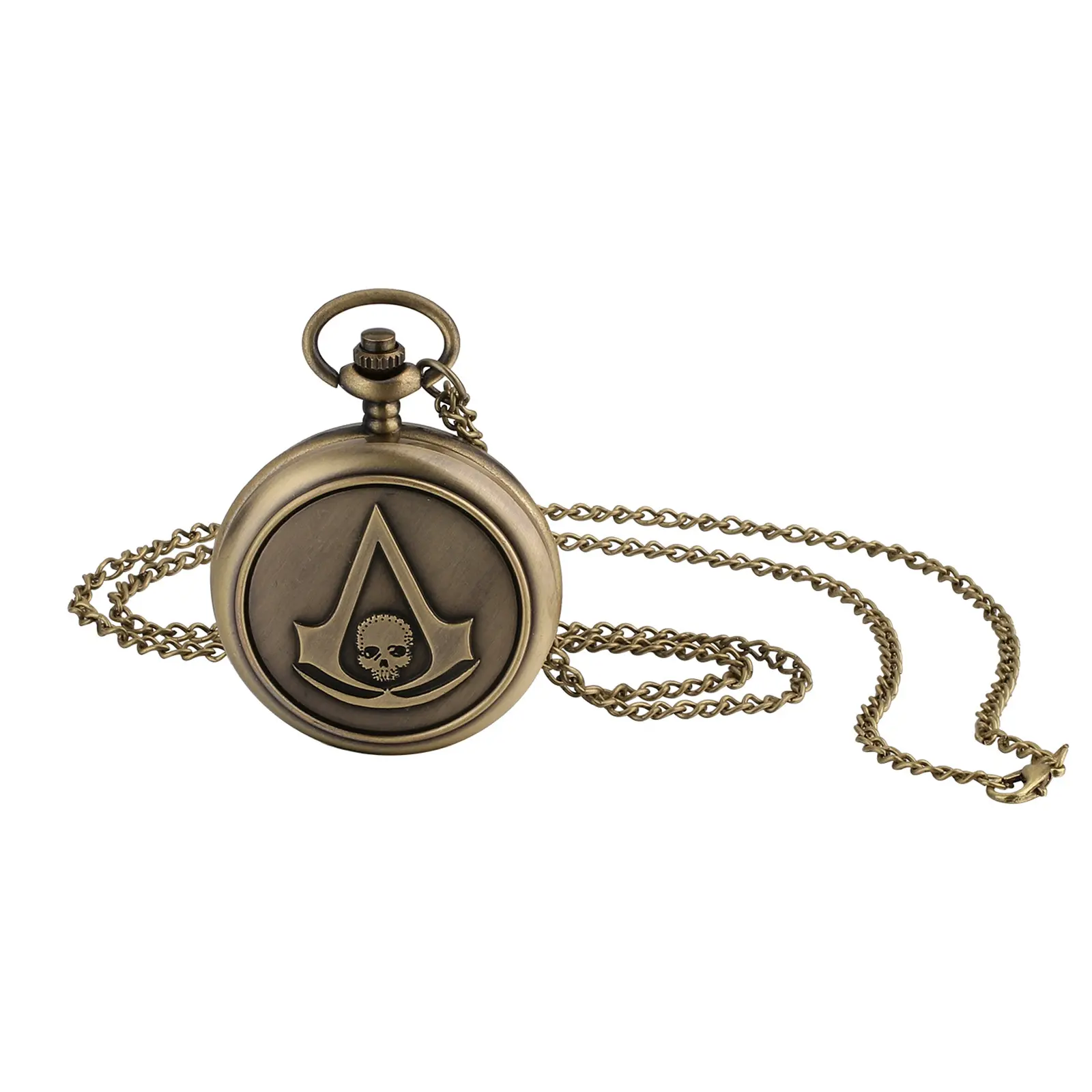 OIDEA Gothic Pocket Watch - Antique Bronze Alloy Quartz Timepiece with Demon Head Embossed Face, Necklace Chain, Splash-Proof Unisex Gothic Gift for Fantasy, Fans of Mythology & Alternative Fashion