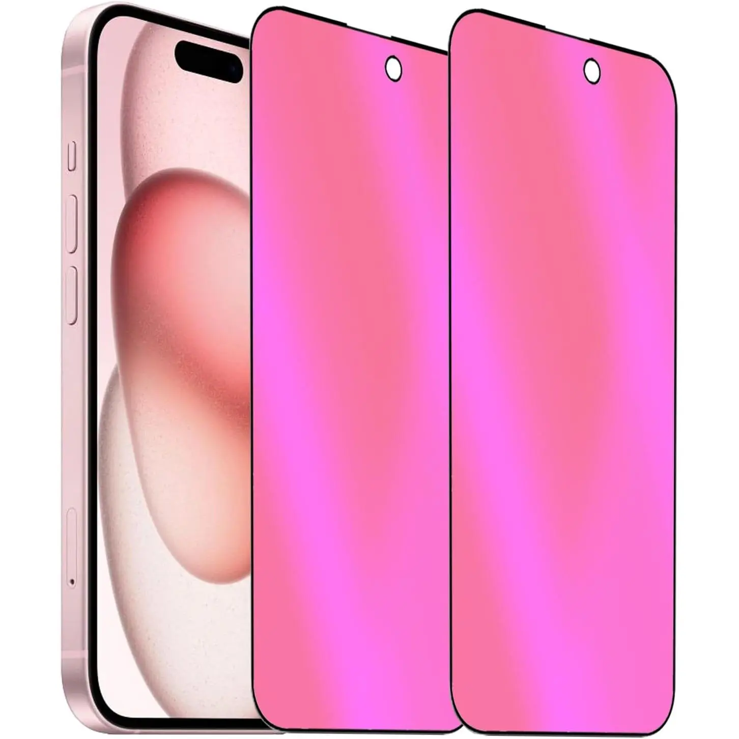 2 Pack Anti-Blue  Tempered Glass for  15 /  16 Mirror Anti-Spy Screen Protector Anti-Peeping Film Electroplated Gradient Colorful 6.1 inch