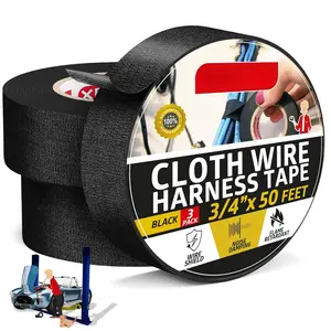 Wire Harness Tape, 3/4-Inch x 50-Foot (5-Pack), High Temp Wiring Loom Harness, Self-Adhesive Felt Cloth Electrical Tape for Automotive Engines, Noise Dampening, and Cable Protection