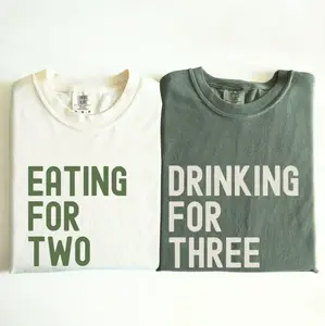 Comfort Colors Matching Pregnancy T-Shirt, Eating for Two Drinking for Three Tee, Baby Reveal Outfit, Expecting Parents Gift, Funny Pregnancy Announcement Shirt