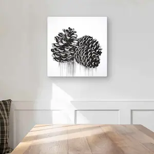 Begin Home Decor C1MP16164J7BKX 16 x 16 in. Three Small Pine Cones Wall Art - Gray Botanical Metal Print Decor