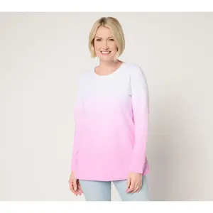 Denim & Co. Regular French Terry Dip Dye Tunic