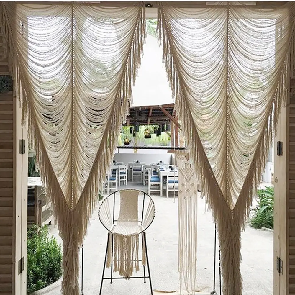 Macrame Curtain Room Divider Doorway Window Wall Decor Fiber Yarn Art 41" W x 75" L