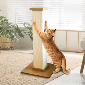 Cat Scratcher - Beige, Large 32inch Tower Style - Hemp Fiber, Simple Design - Suitable for All Cats