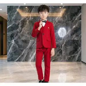 Boys' Formal Suit Set with Vest, Blazer & Pants - Perfect for Weddings & Performances, Machine Washable