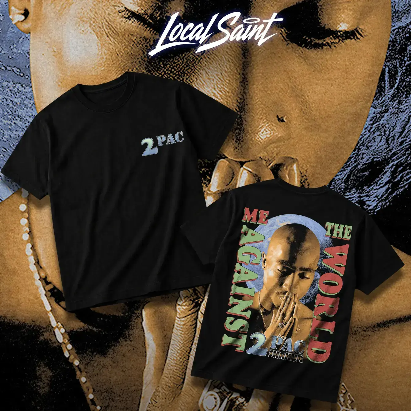 LOCALSAINT 2pac Me Against The World Heavy Cotton Unisex Graphic T-Shirt Hoodie Westside Rap Death Row Tupac Shakur Crewneck Tee, Vintage Streetwear Graphic T-Shirt Direct To Garment Breathable Print