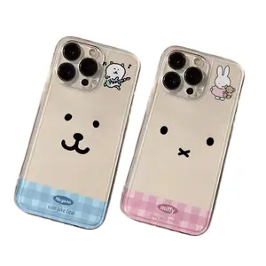 Cartoon Cute Rabbit Miffy TPU Couple Phone Cases For iPhone 17 Promax Pro Air 16 15 14 13 Protective Silicone Clear Transparent Shockproof