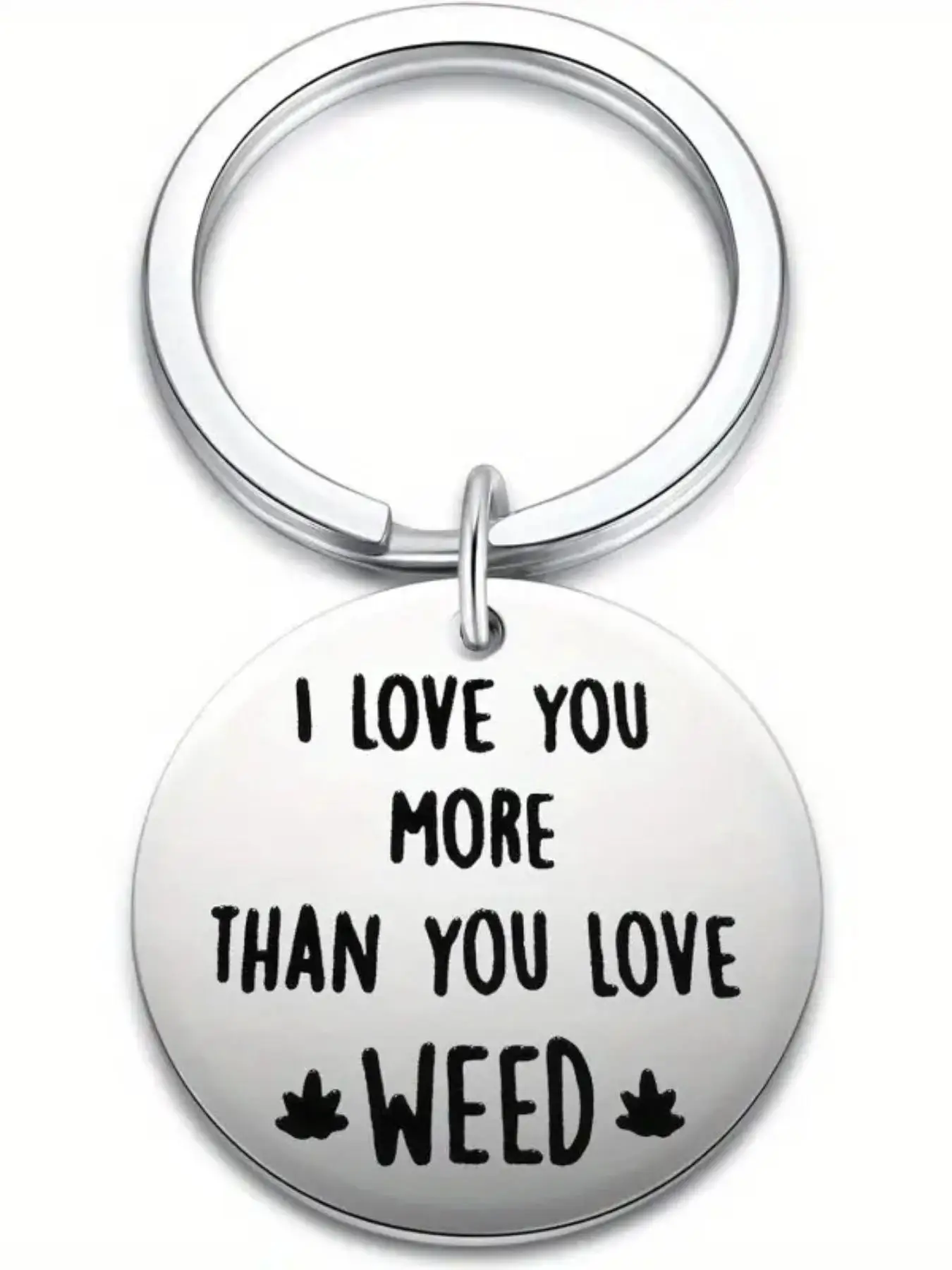 Fashion Letter Pattern Slogan Metal Keychain, Round Shaped Stainless Steel Keychain for Men & Women for Daily Clothing Decor, Trendy All-match & Exqui