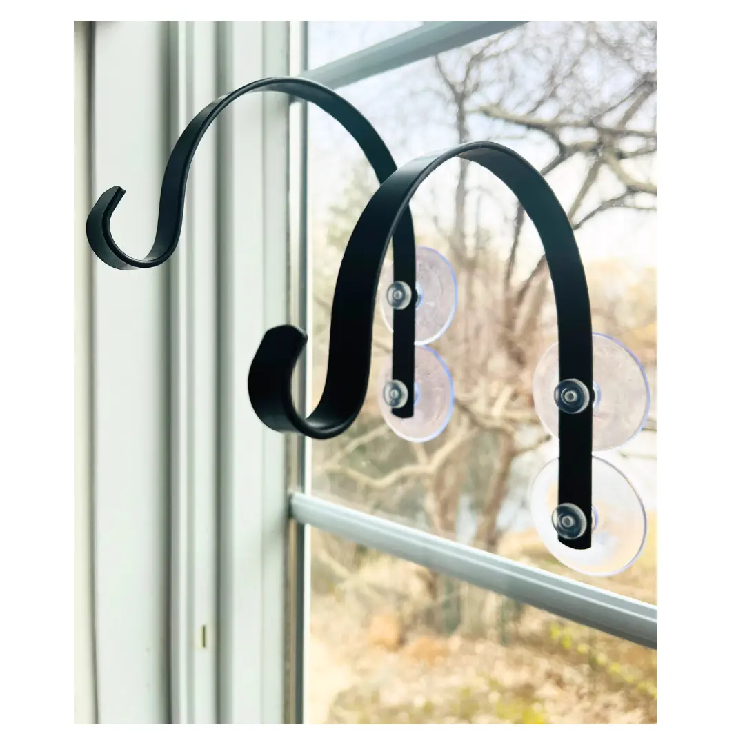 Metal Shepherds Hook with Strong Suction Cups for Hanging, Plant hanger, metal hook for hanging, metal shepherds hook for hanging