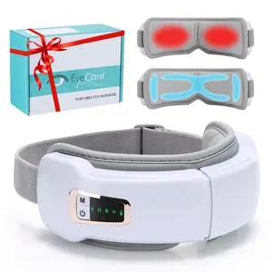 Smart Heated Eye Massager with Vibration, Heating, Airbag Compression, Bluetooth-compatible Music, 5 Massage Modes, Rechargeable, Foldable, Unisex