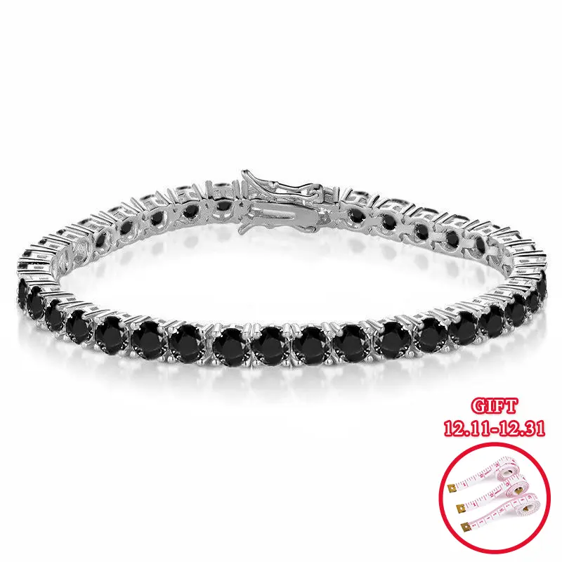 [Unisex]  GEMSME 4MM Round Cut Cubic Zirconia Waterproof Tennis Bracelet Tennis Anklet Tennis chain for Men Woman Classic Couple Barcelets Anniversary Birthday Engagement hip hop Gift High Quality Hiphop Style ATS60090-H