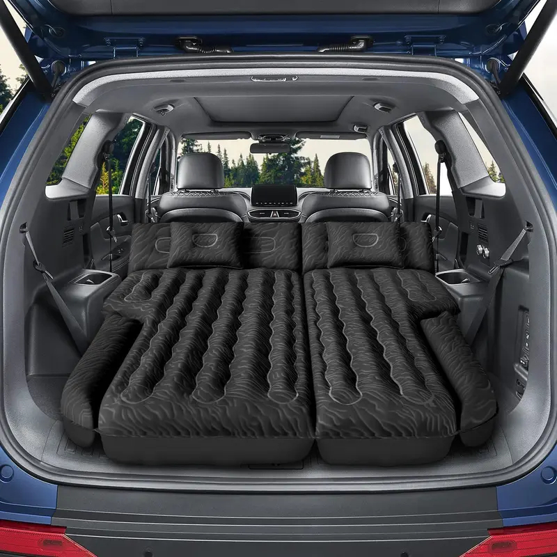 DIKASUN Upgraded SUV Inflatable Trunk Airbed - Extra-Thick Flocked Leakproof Portable Foldable Sleeping Mats with Quick-Pump for Car Camping, Road Trips, Portable Airbed toolupgrade