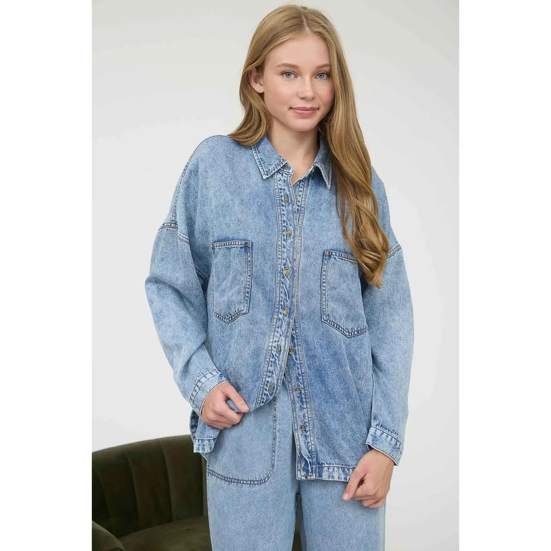 Blu Pepper Chambray Shirt – Washed Denim Button Down for Women S–3XL | Heartland Store MN