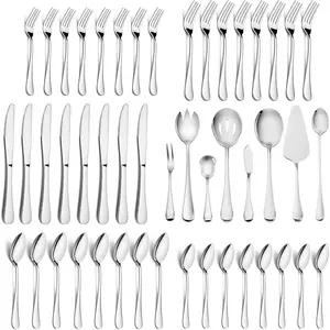 68 count Silverware Set with Serving Set, Stainless Steel Modern Flatware Eating Utensils Set, Includes Forks/Spoons/Dinner , Service for 12, Mirror Polished, Dishwasher Safe