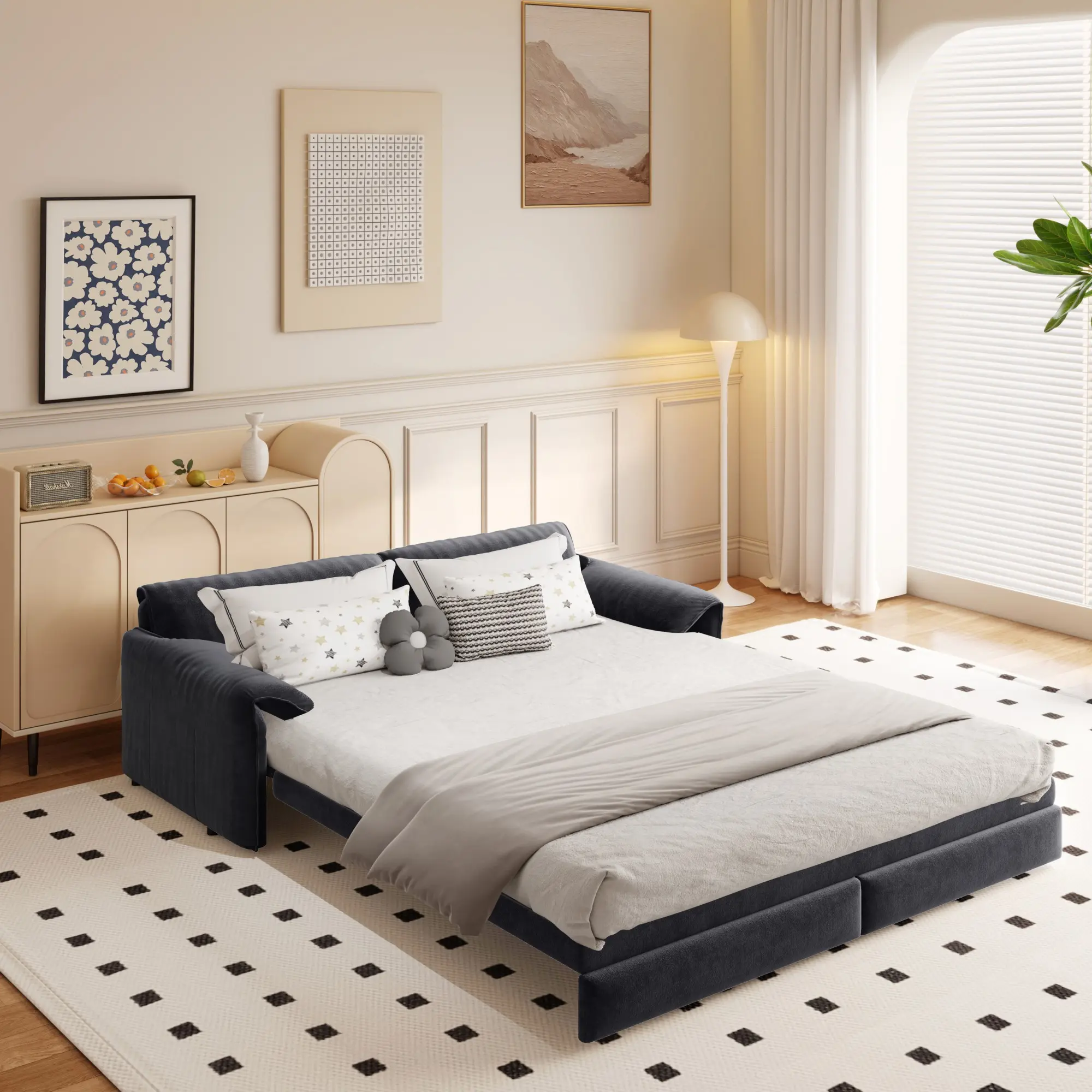 Eyisean 66" Velvet Blend Convertible Sofa Bed, Modern 3-in-1 Sleeper Couch with Side Pocket, 2-Seat Recliner with Removable Soft Pack, Deep Seat Loveseat for Living Room, Small Space, Two Seats