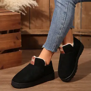 Women's Mini Snow Boots Winter Plush-Lined Ankle Fleece Slippers Suede Warm Indoor Outdoor Shoes