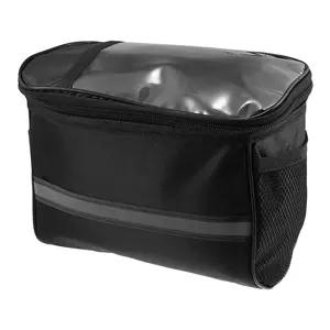 5L Capacity Bike Handlebar Bag with 7 inch Touch Screen Phone Holder Mesh Side Pocket Bicycle Front Storage Bag for Mountain Bikes