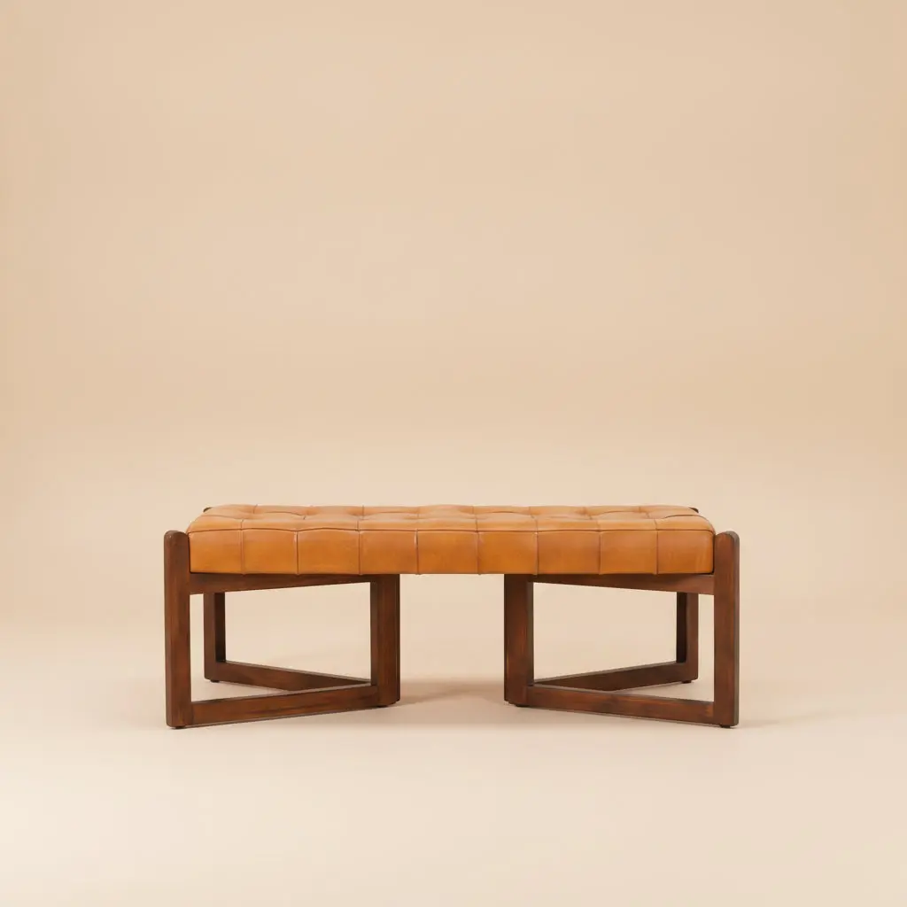 Rosemont Tan Leather Bench Rosemont Tan Leather Bench