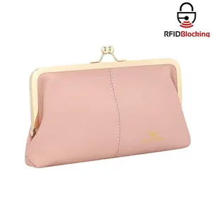 Royal Bagger Women's Kiss Lock Wallet – Solid Color RFID Leather Clutch with Multi-Card Slots 1468