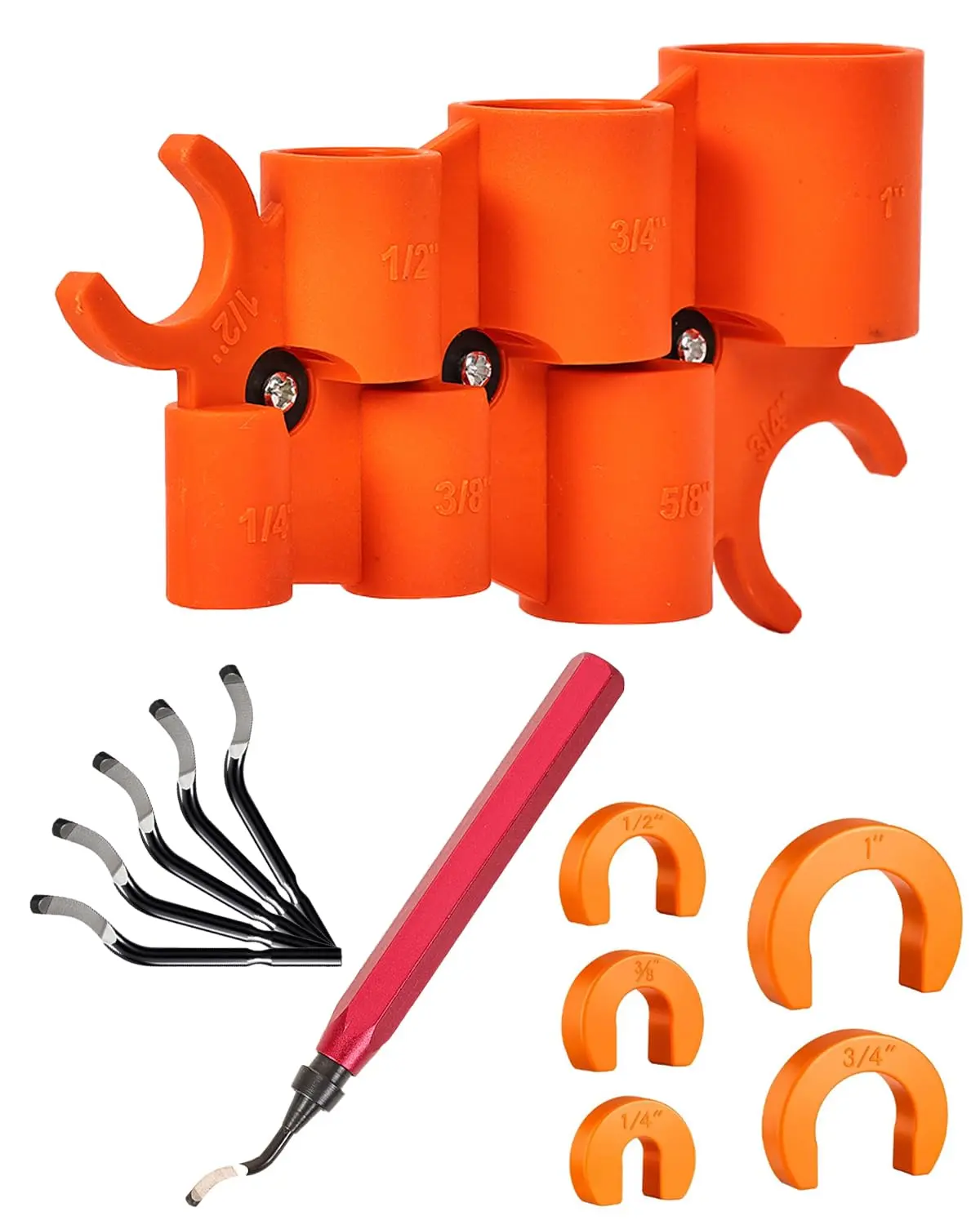 12PCS Pipe Deburring Tool Kit – 1/4" to 1" Depth Gauge & Removal Tool Set for Sharkbite PEX Copper PVC CPVC Pipes