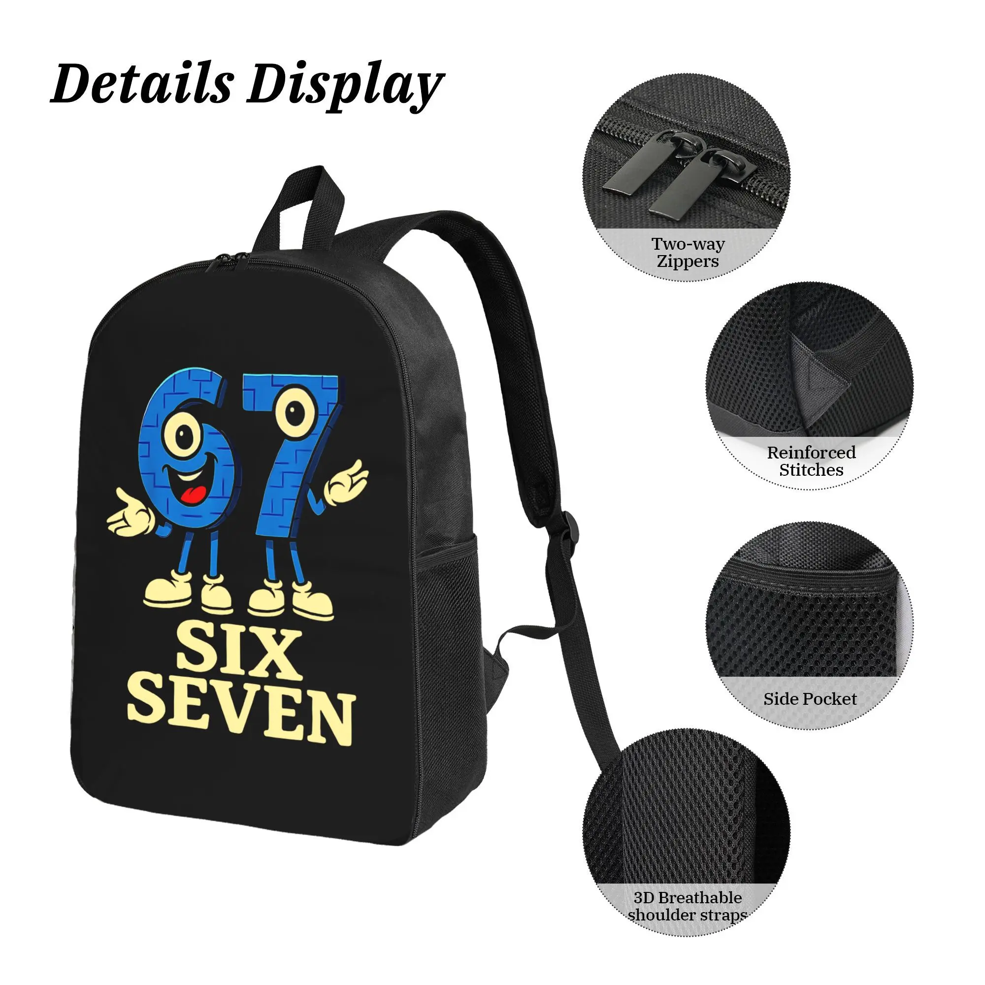 バッグ meme Funny 67 Number Meme Print Backpack for Women Men Large Travel