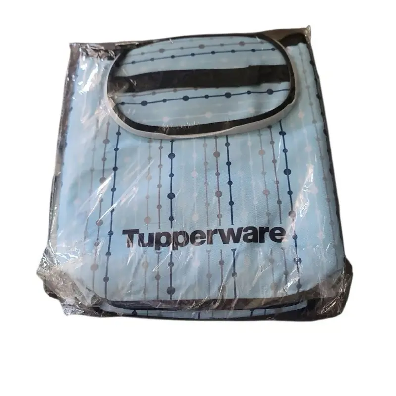 Tupperware Bottle Tote Insulated - Stylish Reusable Bag for Teens & Adults, Blue, 13X12X5, Zippered Lid & Removable Insert