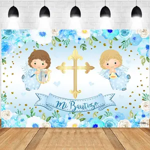 Photography Background "Mi Primera Comunión" Communion Cup Children's Figures First Communion Theme Religious Event Photo Studio Backdrop
