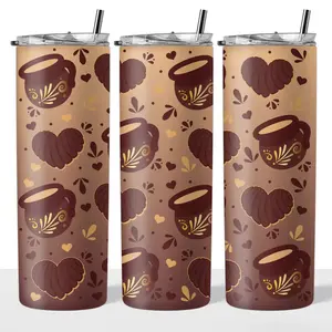 Hot Chocolate Conchas 20oz Stainless Steel Insulated Tumbler with Clear Lid & Reusable Straw - Double Wall Vacuum Insulated Flask Drinkware - Bottle, Water Bottles