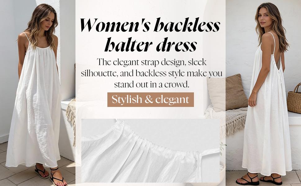 2026 New Color Backless Cami Dress Backless Dress House Dress for Women Sleeveless Long Cami Lounge Dress Backless for Indoor Summer Wear