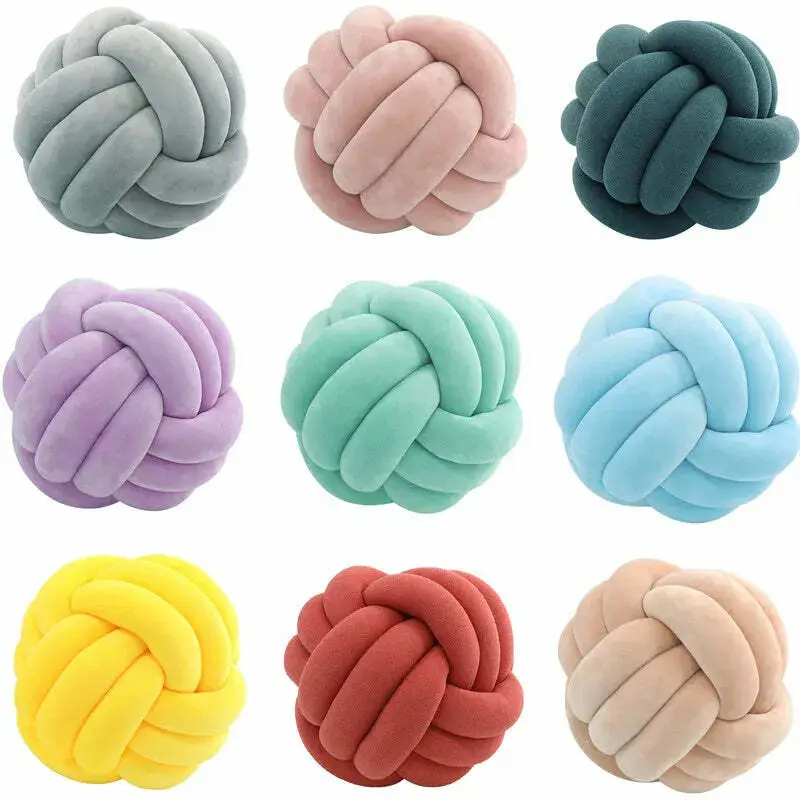 Mo- Stache' Living Soft Knot Ball Pillows Round Throw Pillow Cushion Kids Home Decoration Plush Pillow Throw Knotted Pillow Handmade