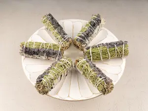 White Sage Lavender and Rosemary Smudge Stick 4", Energy Cleansing Smudging Sticks, Smoke Cleanse Smudging Wand, Home Protection, Purifying