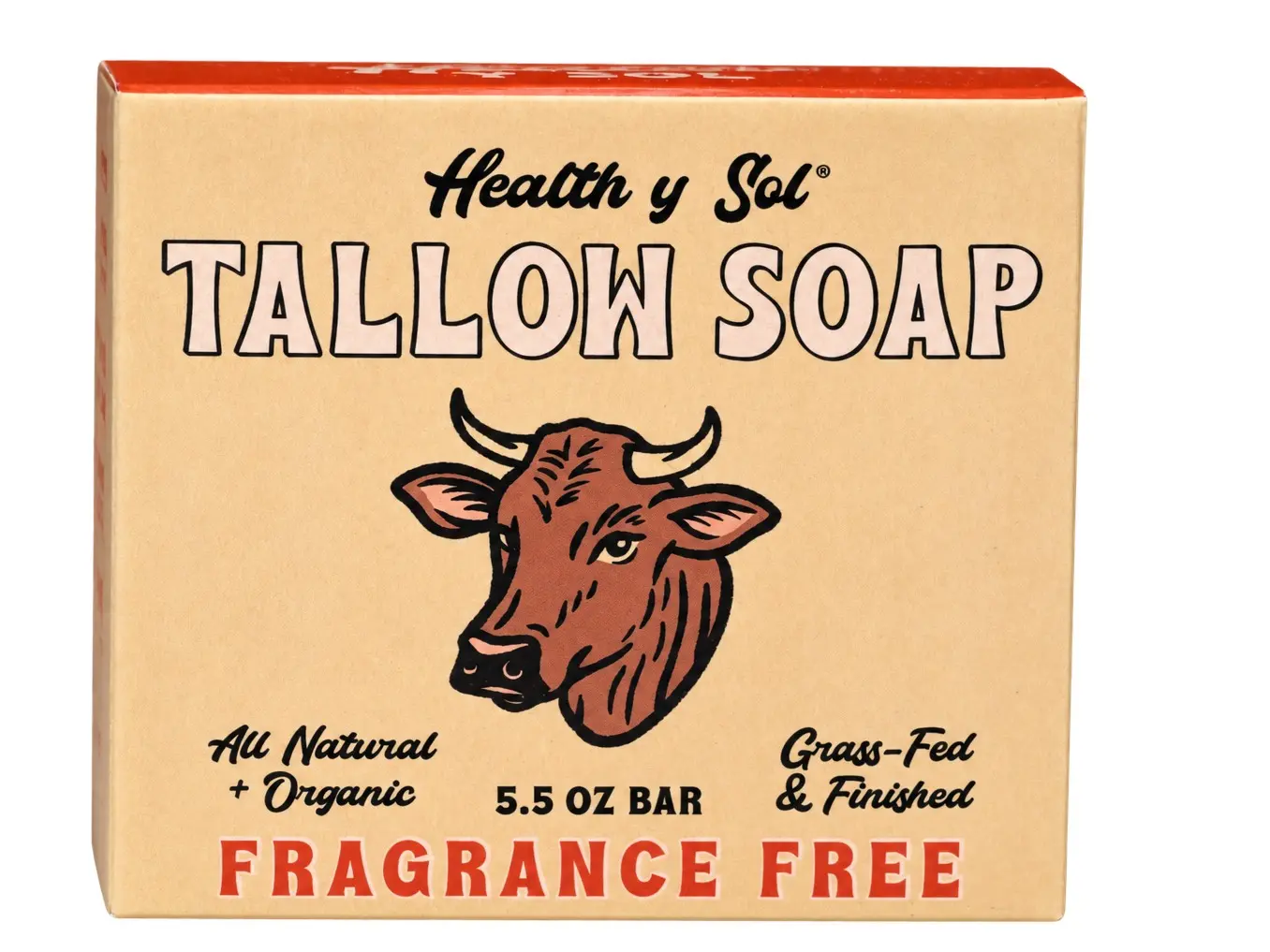 Health y Sol 100% Grass-Fed Tallow Bar Soap - Fragrance-Free, Deeply Moisturizing Face & Body Wash for Dry & Sensitive Skin - All Natural, Handmade & Hypoallergenic (5.5 oz)