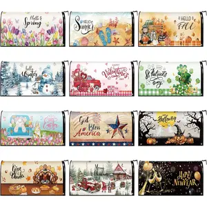 12 Pcs Seasonal Magnetic Mailbox Covers, Standard Size 18 x 21 Inch, Spring Summer Patriotic Mailbox Covers for Garden Yard Outdoor Decor