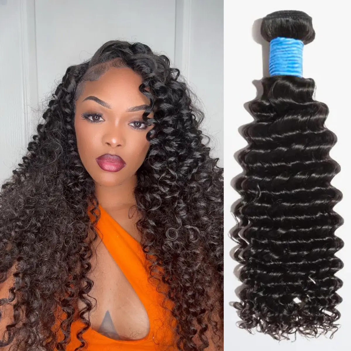 Ashine Deep Wave Deep Curly Brazilian Virgin Hair Bundles, Natural Color 10A Grade Human Hair Extensions, 12-30 Inches for Women luxury extensions