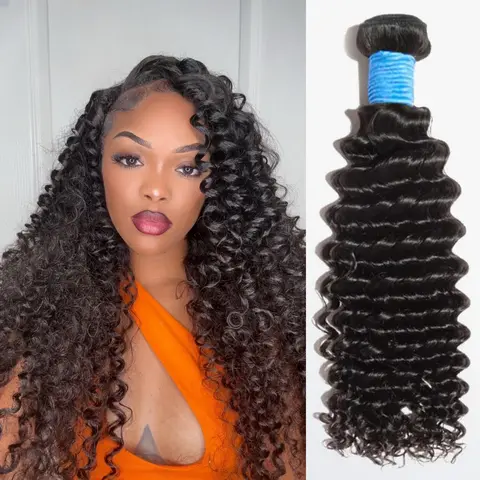 Ashine Deep Wave Deep Curly Brazilian Virgin Hair Bundles, Natural Color 10A Grade Human Hair Extensions, 12-30 Inches for Women luxury extensions