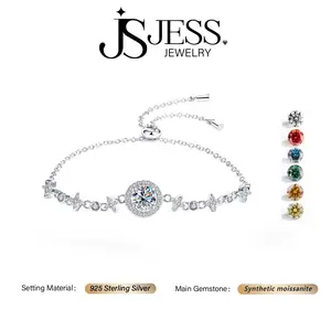 【#406】Vintage 1ct Round Cut Synthetic Moissanite Bracelet S925 Sterling Silver Jewelry Elegant Jewelry for Daily Clothing Birthday Bracelet Gift