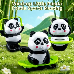 1PC Cartoon Wind-Up Panda Baby Ornament Toy, Fun Novelty Toy for Girls and Boys, Gift Play, Sports Panda Set, Jump Rope, Walk, Skateboard, Cute and Adorable