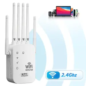 WiFi Signal Extender 2.4g Single Band 300mbps, 6 Antennas for Stronger Signals, Ethernet Port, Easy Setup, Home Office Use