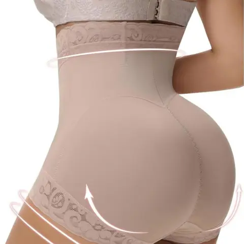 1 Count Women's Solid Lace High Waist Shapewear Shorts, Fajas, Butt Lifting And Tummy Control Body Shaper Panties, Tummy Tucking Shapewear Bottoms, panty shapewear, Slim Fit Briefs, Suitable For Daily,Sport,Yoga,Gym