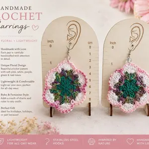 Handmade Floral Crochet Earrings - Boho Statement Jewelry for Women