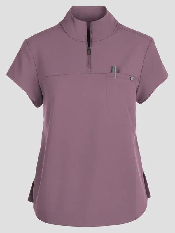 Healing Hands Quest Women's 1-Pocket STRETCH Tuck In Half Zip Collar Scrub Top