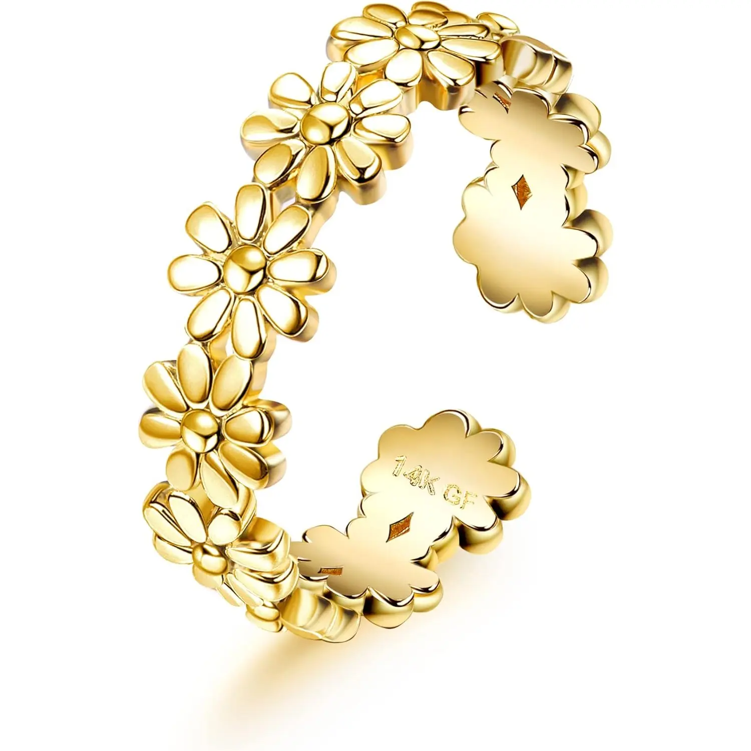 MILACOLATO 14K Plated Gold Filled Toe Rings for Women Adjustable Toe Ring Band Rings Cubic Zirconia Daisy Flower Toe Rings Summer Beach Foot Jewelry, Adjustable Size, Open Toe Rings summerwins