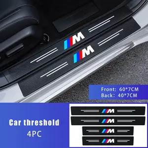 4pcs Carbon Fiber Texture Car Door Threshold Protector Decal, Trunk Bumper Sticker, Auto Accessories for Bmw Models, Durable & Stylish, Trunk Bumper Protection