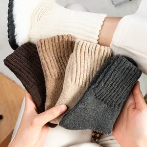 BomKinta Women's Solid Mid-calf Socks Casual Soft Comfy Warm Socks for Fall & Winter Everyday Wear Springtok Fit Elastic Ankle Thick for Indoor Outdoor Use